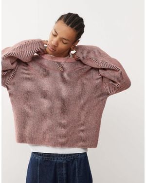 Weekday Alek Wool Blend Sweater With Two-tone Rib - Red