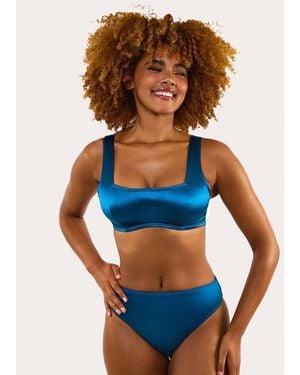 Wolf & Whistle Kylie Fuller Bust Square Neck Crop Top - Blue