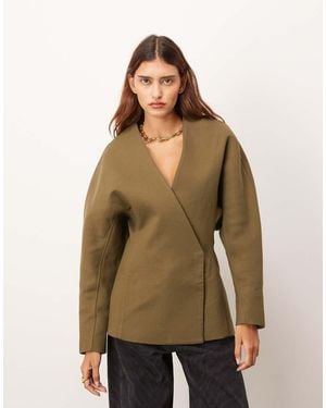 ARRANGE Ultimate Heavy Twill Cinched Waist Sculpted Blazer - Green