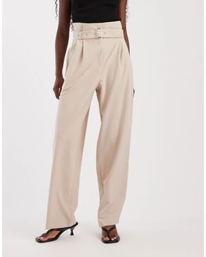 ASOS Tailored Paper Bag Waist Pirate Peg Pants - Natural