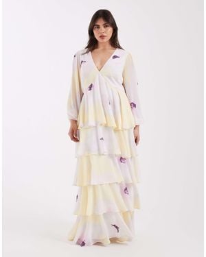 Pretty Lavish Curve Ruffle Maxi Dress - Natural
