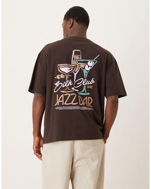 ASOS T-shirt oversize à imprimé jazz bar - marron