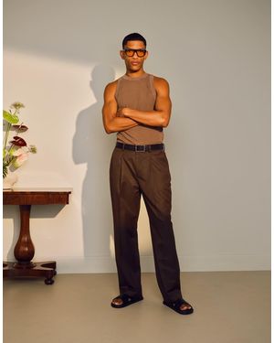 TOPMAN Tapered Trousers - Natural