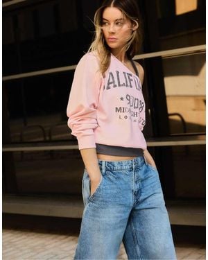 Bershka Double Asymmetric Neck Sweatshirt - Black