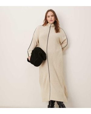 Vila Curve High Neck Knitted Maxi Dress - Natural