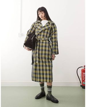 Collusion Oversized Geruite Trenchcoat - Grijs