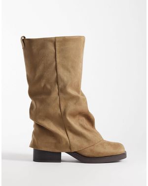 ASOS Curve – carrie – slouchy boots - Natur