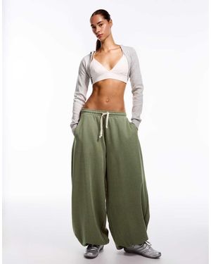 Bershka Balloon Plush Trousers - Green