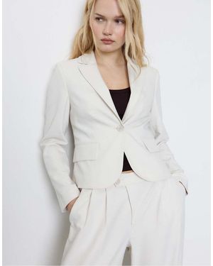 Stradivarius Cropped Blazer - White