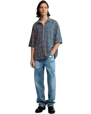 Desigual Short-Sleeve Shirt With Embroidery - Blue