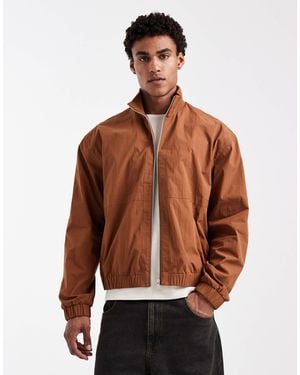 ASOS Ribbed Funnel Neck Bomber Jacket - Brown