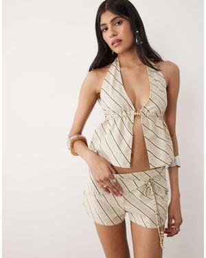 Motel Co-Ord Syrma Backless Halter Top - Natural