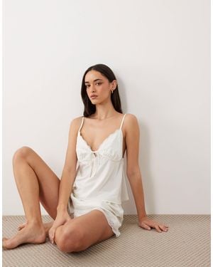 Abercrombie & Fitch – pyjama-camisole aus satin - Pink