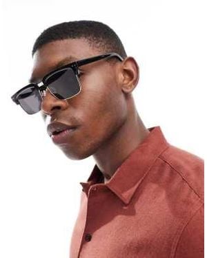 ASOS – retro-sonnenbrille mit schwarz getönten gläsern und schwarz-farbenem gestell - Rot