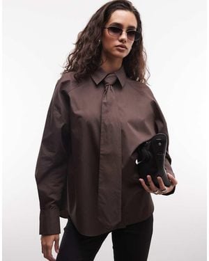 ASOS Oversized Shirt With Tie - Brown