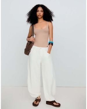 Bershka Round Neck Strappy Bodysuit - White
