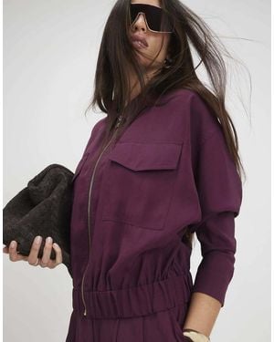 River Island Burgundy Bomber Jacket - Purple