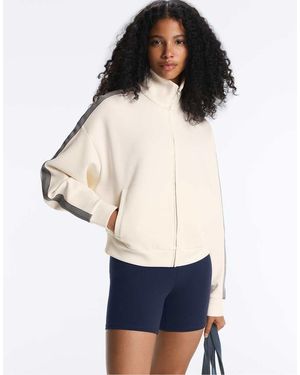Oysho Herringbone Side Tape Piqué Cotton Jacket - White