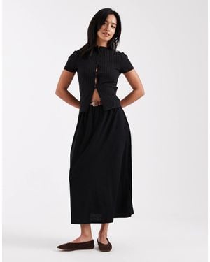 Vero Moda Belted Jersey Maxi Skirt - Black