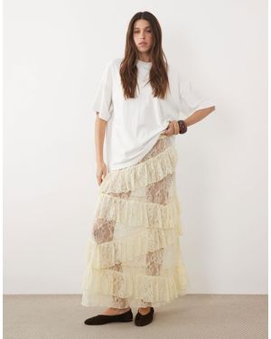 Miss Selfridge Mehrlagiger maxirock aus spitze - Natur