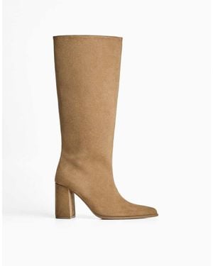 Bershka Block Heel Boots - White