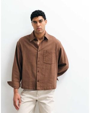 ASOS Camicia Effetto Lino Squadrata Oversize - Marrone