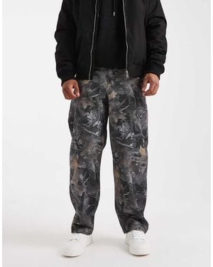 ASOS Pantaloni Dritti Larghi Con Motivo Mimetico - Nero