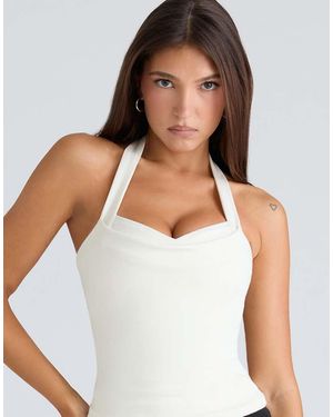 House Of Cb The Peekaboo Ivory Halter Neck Corset Top - White