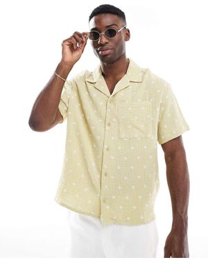 Another Influence Embroidered Double Gauze Boxy Shirt - Green