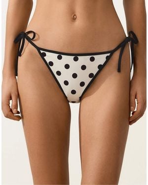 Oysho Medium-coverage Polka Dot Bikini Briefs - Brown