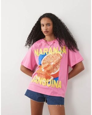 ASOS Oversized T-shirt With Orange Graphic - Pink