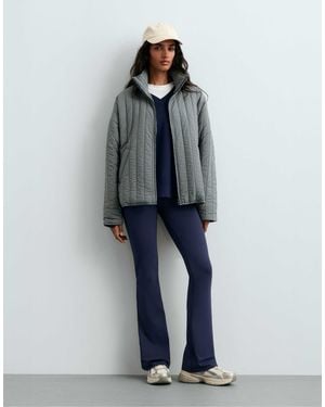 Oysho Karierte midi-steppjacke - Blau