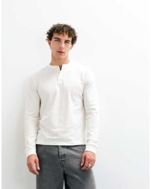 ASOS Essentials Long Sleeve Henley T-shirt - White