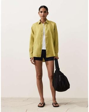 Oysho 100% Linen Relaxed Shirt - Green