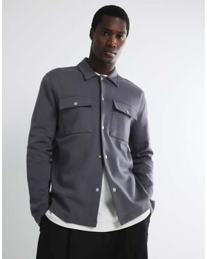 River Island Slim Fit Long Sleeve Overshirt - Grey