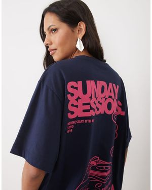 ASOS Oversized T-Shirt Met Sunday Sessions-Print - Blauw