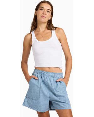 Roxy Stay wavy mid - short en denim - rayures lait - Bleu