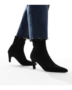 SEQWL Wide Fit Botas Negras De Estilo Calcetín Y Tacón Bajo De Antelina Starburst De - Azul