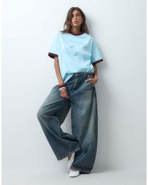 ASOS Disney Mickey Oversized Ringer T-Shirt - Blauw