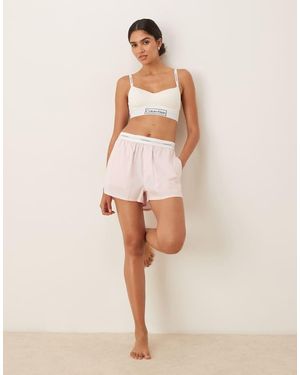 Calvin Klein Cotton Poplin Pyjama Shorts - Natural