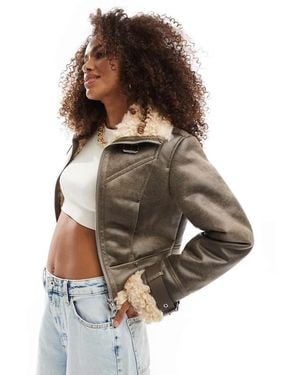 Bershka Shearling Jacket - Brown