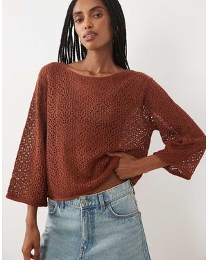 Jdy Boatneck Crochet Top - Red