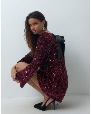 ONLY Langärmliges minikleid mit rückenschleife - Mehrfarbig