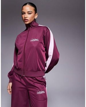 ASOS Weekend Collective Co-ord Zip Through Poly-tricot Tracksuit Top - Purple