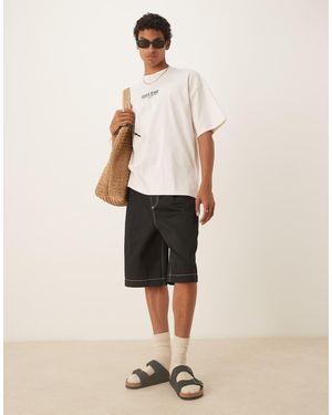 ASOS Oversized baggy Pleated Shorts - Natural