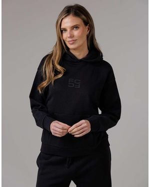 French Connection Cotton Blend Oversized Kangaroo Pocket Hoody - Black