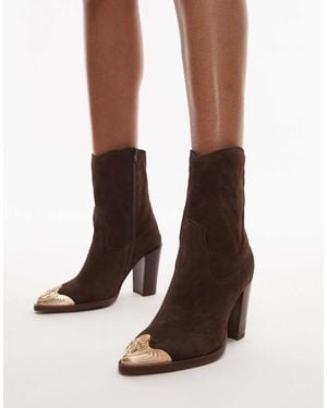 Bronx New-americana Heeled Western Ankle Boots - Brown
