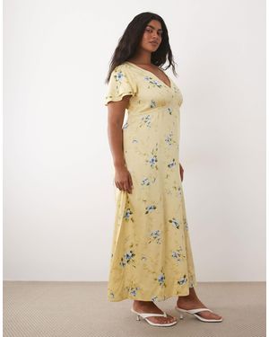 Nobody's Child V-neck Maxi Dress With Lace Detail - Natural