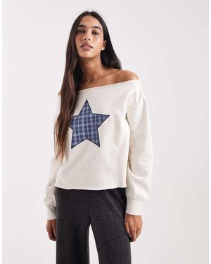 Cotton On Off The Shoulder Fleece Jumper - White