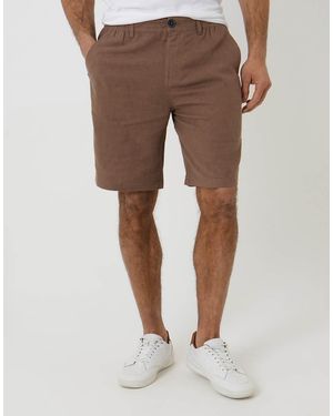 Threadbare Linen Blend Chino Shorts - Brown
